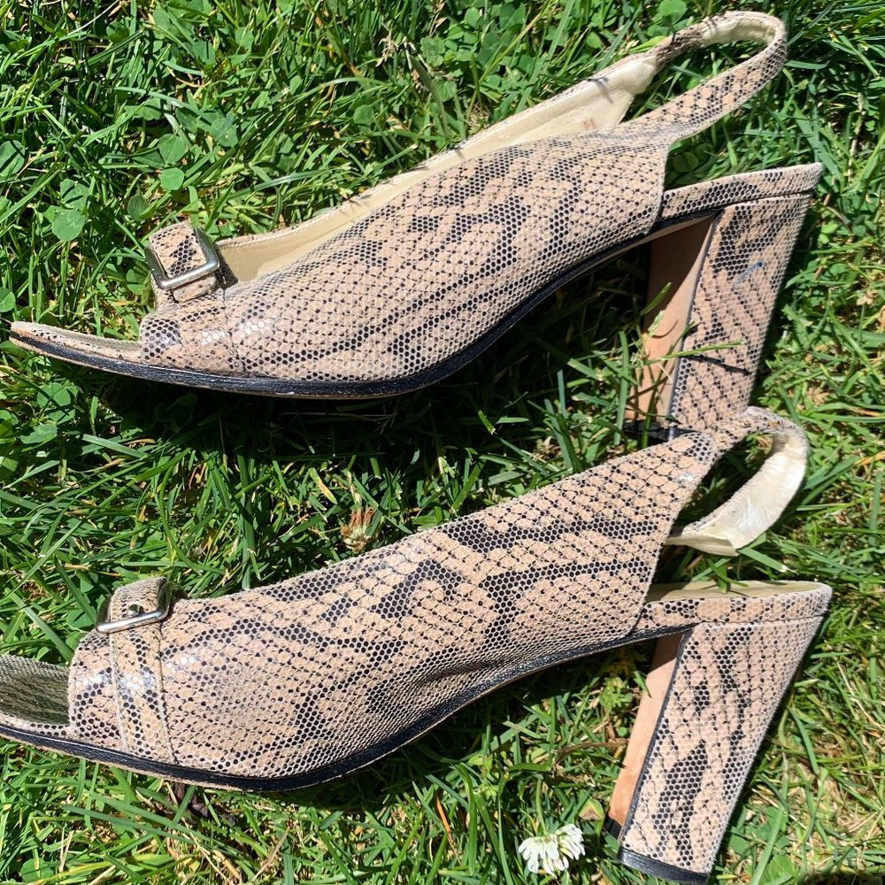 Bill Blass leather, snake print, sling-backs, 8 - Picture 4 of 16